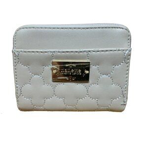 Beige Nanette Lepore Quilted Zip-Around Wallet With Floral Interior